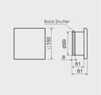 Hitzebeständiger Saunalüfter mit Rückschlagventil eckige Abdeckung, D=100mm, 105 m³ / h