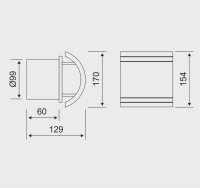 Hitzebeständiger Saunalüfter mit Rückschlagventil, geschwungene Abdeckung, D=100mm, 105 m³ / h