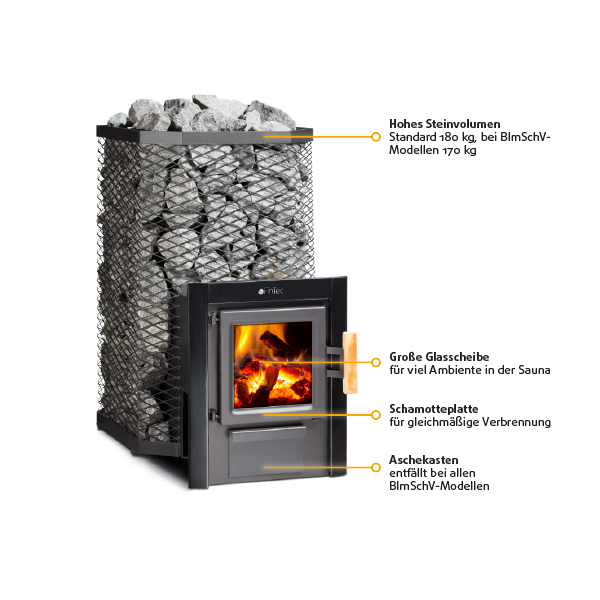 FinTec Kjeld holzbeheizter Saunaofen / Leistung 9,0 - 17,5 kW