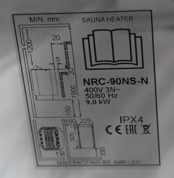 Sawotec Nordex Next NRC-90NS-N / Leistung 9,0kW / Externe Steuerung / Saunaofen Combi / B-Ware 32